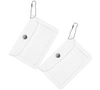 FRCOLOR 2Pcs Transparent Coin Storage Bag Multi Functional Practical Cards Protector with Snap Button Closure Portable Travel Pouch for Keys and Items
