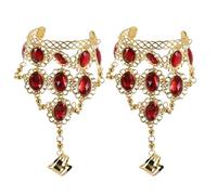 FRCOLOR 2pcs Triangle Fringe Bracelet for Belly Dance with Linked Finger Ring, Handcrafted Metal Wrist for Women, Versatile Stylish Accessory for Performance and Party