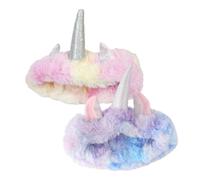 FRCOLOR 2pcs Unicorn Tie-dye Gradient Makeup Headbands for Women, Plush Skincare Hairbands for Spa, Face Cleaning, Shower - Purple Mix and Pink Mix Colors