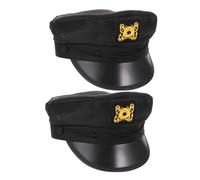 FRCOLOR 2pcs Unisex Captain Hat with Detailed Embroidery for Nautical Costume Parties for Performance and Boating Events Versatile Sailor Cap for Men and Women