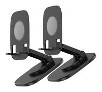 FRCOLOR 2pcs Universal Adjustable 360° Rotating Metal Phone and Tablet Stand Foldable Desk Holder for Office and Travel, Black