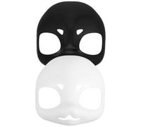 FRCOLOR 2pcs Unpainted Fursuit Head Base Mask, DIY Animal Head Mask for Cosplay and Halloween, Black and White Plastic Furry Costume Accessory