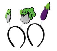 FRCOLOR 2pcs Vegetable Headband Funny Hair Accessories for Parties Photo Props and Festivals Includes Purple Eggplant and Green Cabbage Designs Unique Costume Enhancer