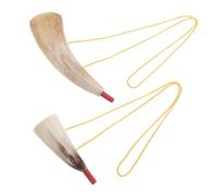 FRCOLOR 2pcs Viking Trumpet Blowing War Horn Prop Medieval Ox Horn Instrument for Pirate Cosplay Halloween Party Festivals Instrument