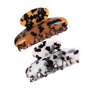 FRCOLOR 2pcs Vintage Acrylic Marble Pattern Hair Clips Claw Hair Accessories for Lady Girls Large Clips for Women for Wedding Accessories Stylish for Fine