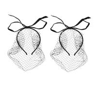 FRCOLOR 2pcs Vintage Black Fascinator Veil Headband for Weddings and Tea Parties Lightweight Mesh Hair Accessory Elegant Design for Bridal and Formal Occasions