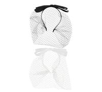 FRCOLOR 2pcs Vintage Butterfly Bow Mesh Veil Headband Ribbon End Soft Satin Fabric Headwear with Flexible Styling Options for Bridal and Formal Events Women