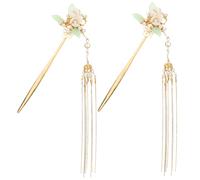 FRCOLOR 2pcs Vintage Chinese Hairpin Pearl Pins for Hair Handmade Flower and Tassel Hair Stick Pin