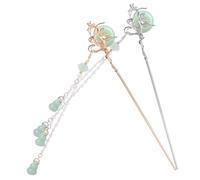 FRCOLOR 2pcs Vintage Chinese Tassel Hair Chopsticks for Women Smooth-edged Elegant Hair Pins for Buns Classic Hanfu-inspired in Gold and Silver