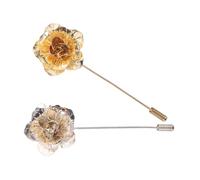 FRCOLOR 2pcs Vintage Flower Lapel Pins for Men Retro Suit Corsage Brooches Elegant Rose Floral Stick Pins for Weddings Formal Events Tuxedo Decoration