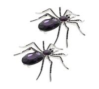 FRCOLOR 2pcs Vintage Rhinestone Spider Brooch Pin Unique Bling Halloween Lapel Decoration for Clothing Suit Hat Bag and Women