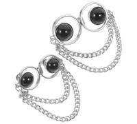 FRCOLOR 2pcs Waist Adjusting Buttons for Jeans, Pant Waist Tightener Clips in Small and Large Silver Black Pearl, No-sew Waistband Reducer for Trousers and Denim Pants