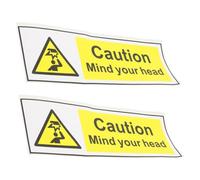 FRCOLOR 2pcs Watch Your Head Stickers Low Ceiling Warning Sign Self-adhesive Vinyl Decals Caution Safety Wall Sticker for Home and Workplace