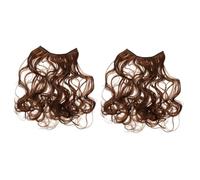 FRCOLOR 2pcs Water Wave Bundles Human Hair Extensions Long Wavy Curly Hair Dark Brown Clip in Fashionable Look