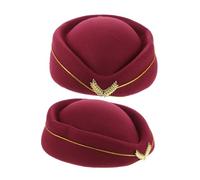 FRCOLOR 2pcs Wheat Ear Hat Stewardess Flight Attendant Cap Air Hostess Costume Ladies Uniform Hat for Airline Cosplay