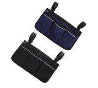 FRCOLOR 2pcs Wheelchair Side Bag with Multi Pocket Design Armrest Organizer with Reflective Strip for Wheelchair Walker Convenient Storage for Daily Activities