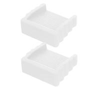 FRCOLOR 2pcs White Rubber Door Stopper Wedge Set with Pinch Guard Multi-use Non-Scratching Doorstops for Home and Office Floors