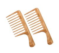 FRCOLOR 2pcs Wide Tooth Comb for Men Women Natural Bamboo Detangling Brush for Curly Straight Wet Dry Hair Styling
