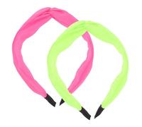 FRCOLOR 2pcs Women's Fluorescent Headband Neon Knotted Hairband Pink Green Disco Party Performance Accessory