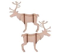 FRCOLOR 2pcs Wooden Deer Puzzle DIY Model Kit for Adults Woodcraft Elk Assembly Hand-eye Coordination Educational Craft Smooth Surface Safe Material Desk Decor Gift