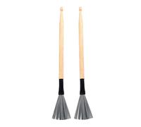 FRCOLOR 2pcs Wooden Drumsticks Steel Wire Brush Hand Drumming Stick Bundle for Jazz and Rhythm