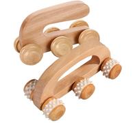 FRCOLOR 2pcs Wooden Foot and Body Roller Massager Set with U-Shaped and Arch Bridge 6-Wheel Design for Back, Neck, Shoulder and Foot Acupoint Therapy Massage Tool