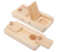 FRCOLOR 2pcs Wooden Foraging Toy Small Animal Treat Storage Hamster Food Discovering Box Beige Pine Wood Pet Cage Accessory for Guinea Pig and Small Animals
