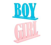 FRCOLOR 2pcs Wooden Gender Reveal Ornaments for Shower and Party Decorations Bright Colored Table Signs for Boy Girl Celebration Gender Reveal Gifts and DIY Decor