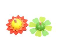 FRCOLOR 2Pcs Wooden Gyro for Traditional Spinning Tops Cognitive Plaything Safe Wood Game for Interaction and Shape Recognition Play