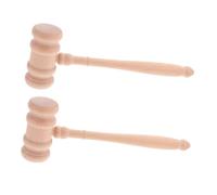 FRCOLOR 2PCS Wooden Judge Gavel Hand-polished Courtroom Hammer with Clear Striking Sound for Halloween Cosplay Party Role Play