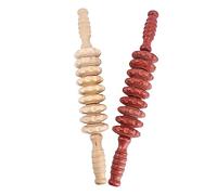 FRCOLOR 2pcs Wooden Massage Roller for Deep Tissue Muscle Relief Non-Slip Handled Hand Massager Tool for Legs Back for Fitness Recovery