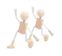 FRCOLOR 2pcs Wooden Peg Doll Kit DIY Craft Set for Adults Unfinished Wooden Peg People and Animal Figurines for Creative Painting Fine Motor Skill Development Versatile Wood Desktop