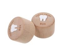 FRCOLOR 2pcs Wooden Tooth Fairy Box Cute Tooth Storage Organizer for Boys and Keepsake Holder for Lost Milk Childhood Memory Souvenir