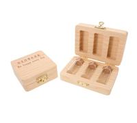 FRCOLOR 2pcs Wooden Tooth Storage Box Lost Teeth Keepsake Organizer Glass Bottle for Fetal Hair Umbilical Cord Collection