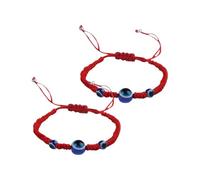 FRCOLOR 2PCS Woven Red String Bracelet Blue Eyes Handmade Evil Eye Jewelry for Women Adjustable and Stylish Arm Accessory