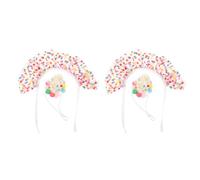 FRCOLOR 2set Dog Birthday Crown Small Dog Birthday Hat Party Hat Outfit Lightweight Comfortable Wear Tulle Felt Material Charming Polka Dot Style Festive Party Special Event Puppy
