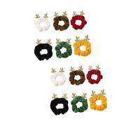 FRCOLOR 2sets Antler Christmas Hair Ropes Elastic Ponytail Holder Boho Hair Accessories 6pcs*2