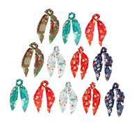 FRCOLOR 2sets Christmas Hair Bands Ponytail Holders White Hair Ropes Scarf Ties Elastic Accessories Set 12pcs*2