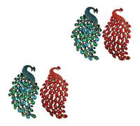FRCOLOR 2sets Elegant Rhinestone Peacock Brooch Pins for Women Unique Fashion Jewelry Accessories for Birthday and Formal Attire Shiny Design for Stunning Looks 2pcs*2