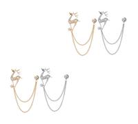 FRCOLOR 2sets Elk Brooch Chic Lapel Pin Badge with Hanging Chain for Career Suit Elegant Deer Breast Pin for Men Women Accessory for Parties Everyday Wear 2pcs*2