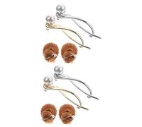 FRCOLOR 2sets Metal Hair Clip Girls Gold Hair Pins Pearl Hairpin Simple Barrette Decorative Hairpin 4pcs*2