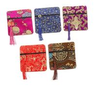 FRCOLOR 2sets Party Bag Sweets Fabric Drawstring Pouches Quran Cover Case Satin Drawstring Bag Buddha Beads 5pcs*2