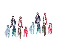 FRCOLOR 2sets Ribbons Hair Ties Women Christmas Decorations Hair Bobbles Ponytail Holder Accessories 6pcs*2