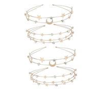 FRCOLOR 2sets Stars Moon Headband Star Head Piece Fashion Rhinestone Headband for Women Headdress for Women 2pcs*2