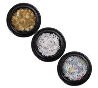 FRCOLOR 3 Boxes Christmas Nail Stickers Hollow Snowflake Nails Sequins Decal 3D Nail Art Flakes For Manicure Nail Art Design (Colorful, Golden, White)