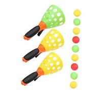 FRCOLOR 3 Pairs Catch Ball Game Set with Threaded Grip Launch Throw Catch Balls for Adults Outdoor Sports for Family Picnic and Backyard Fun Random Color