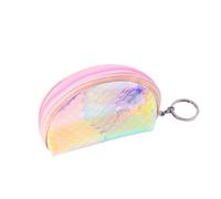 FRCOLOR 3 Pcs Maiden Style Holographic Coin Purses TPU Fish Scales Pattern Mini Wallets for Women with Zipper for Cards Cash Semicircle Trapezoidal Design