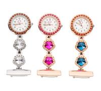 FRCOLOR 3 Pcs Nurse Pocket Watch Brooch, Zinc Alloy, Simple to Operate, Precise Time Keeping, Modern Pocket Watch for Elderly, Assorted Colours Random Color