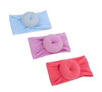 FRCOLOR 3 Pcs Soft Donut Style Headbands Stretchy Nylon Turban Wraps for Newborns Boy Girl Solid Color Hair Accessories for Daily Wear and Travel Convenience