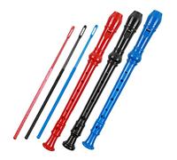 FRCOLOR 3 Pieces Boys and Girls 8-hole Abs Recorder Set with Red, Black, Blue Clarinet for Beginners, Portable German Fingering Wind Instrument with Soft Cloth Bag for Student Practice